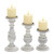 Turned Design Wooden Candle Holder with Distressed Details, Set of 3, White