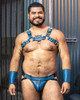 Blue ALPHA BULLDOG LEATHER HARNESS with Jockstrap