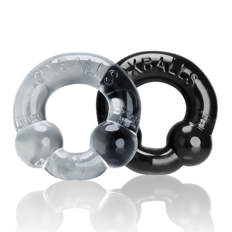 8-Ball Cockring With Attached Ball Ring  Oxballs - Black main image 1