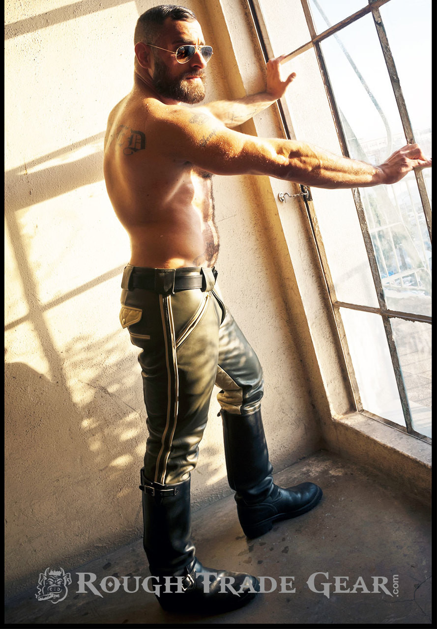 Uniform Full Contrast Leather Pants 