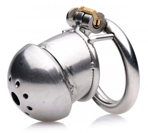 MASTER SERIES Entrapment Deluxe Locking Chastity Cage for Men, and Couples.  Stainles Steel Cage with 4 Different Components Perfect for Chastity Play.