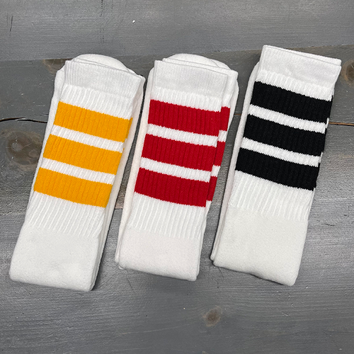 Knee High 3-Stripe Tube Socks - White