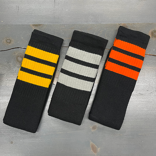 Knee High 3-Stripe Tube Socks - Black