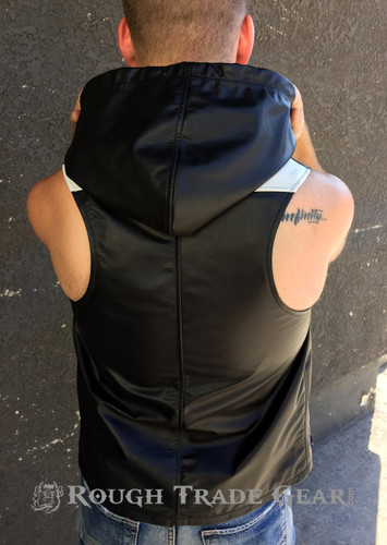 Sleeveless Leather Hoodie - Rough Trade Gear