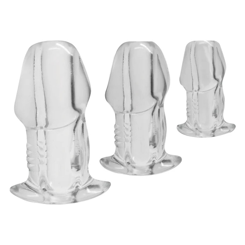 Dicked Clear Hollow Anal Plug 3pc Set - Master Series Dicked Clear Hollow Anal Plug 3pc Set - Master Series