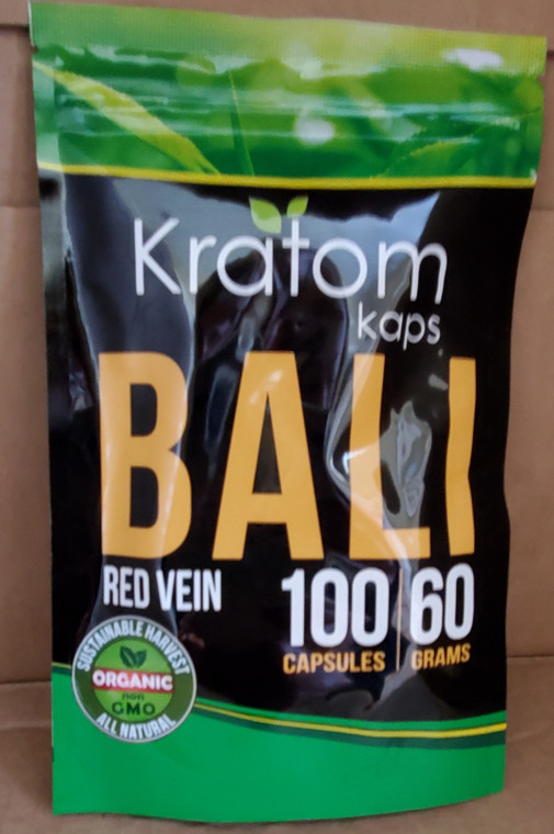 (4 Bags or Bottles) Kratom Kaps Bali 100 Count Caps