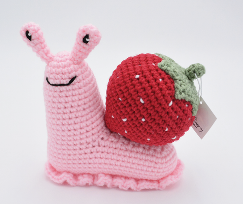 Handmade Strawberry Snail front view