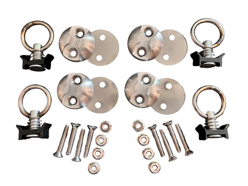(4-PACK) Single Stud Round Anchor Plate Kit – Aluminum Tie-Down Points with Fittings & Hardware for Trailers, ATVs & Motorcycles