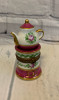 Limoges Marque Deposee Peint Main Rose Teapot on Stand Trinket Box Vintage