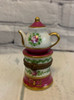 Limoges Marque Deposee Peint Main Rose Teapot on Stand Trinket Box Vintage