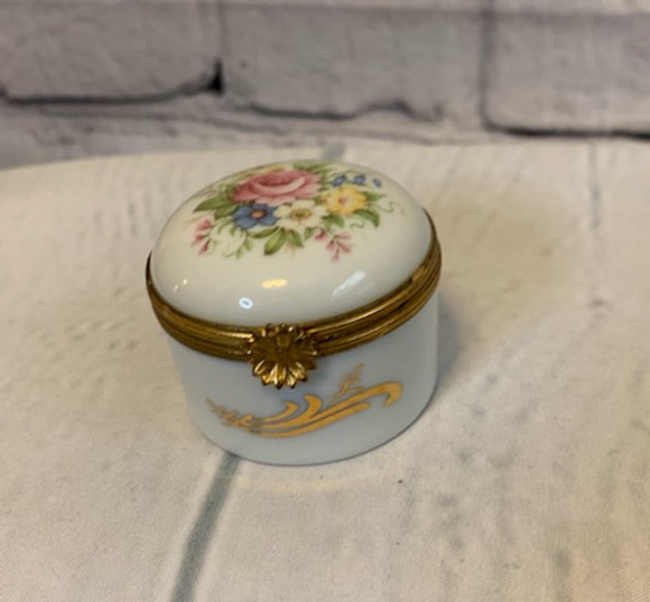 Rounded White Limoges with Flowers