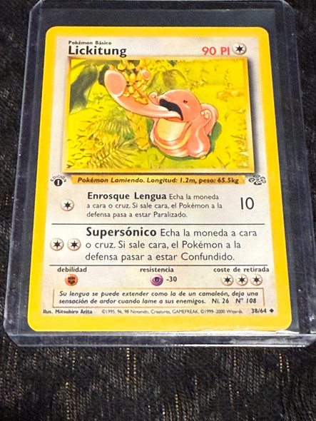 1999 Pokemon Jungle Lickitung 38/64 1st Edition Spanish