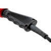 Molded strain relief provides protection for heat gun and damage to the heat gun cord.