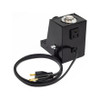 Height adjustable with integrated variable speed controller, power cord, thermostat and outlet.