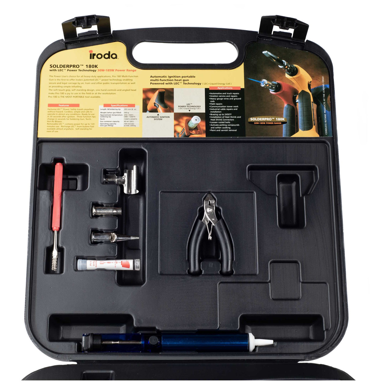 Top Section of Kit - also includes a replacement orifice, precision cutters, wire brush and solder dispenser