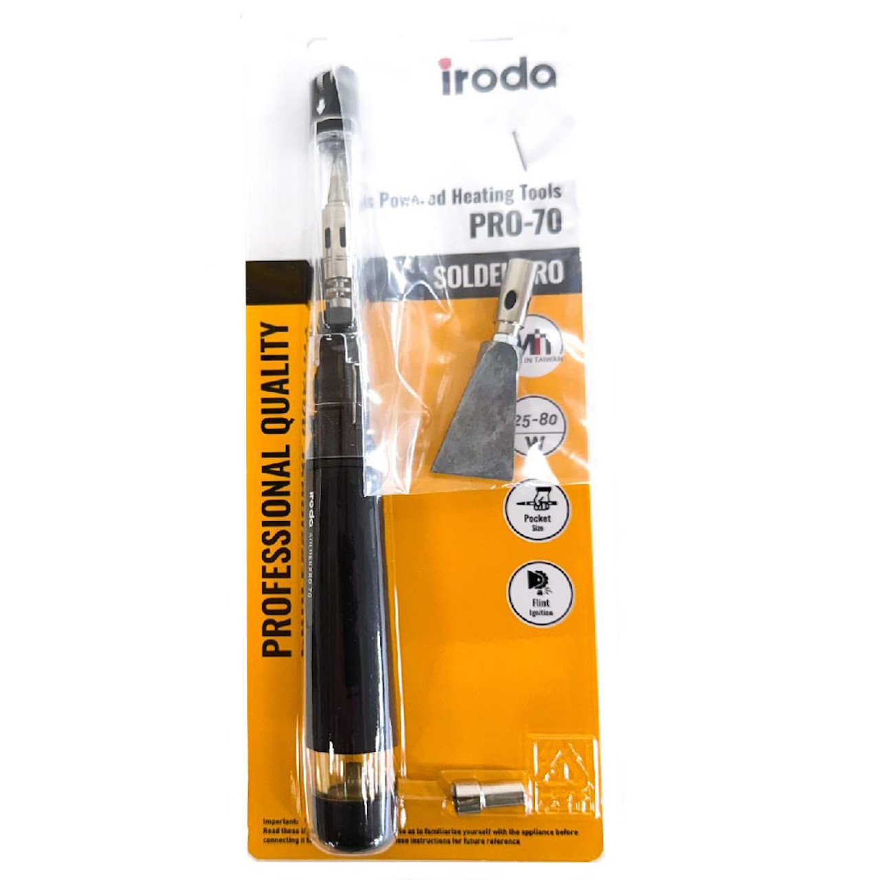 Complete Iroda Pro-70 soldering iron, ignition cap, S-06 torch tip and S31 flat bladed tip and catalyst!