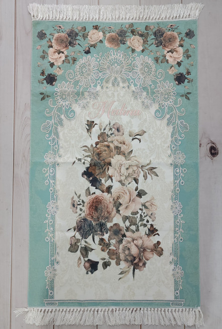 Teal Floral Prayer Mat - Adult Size