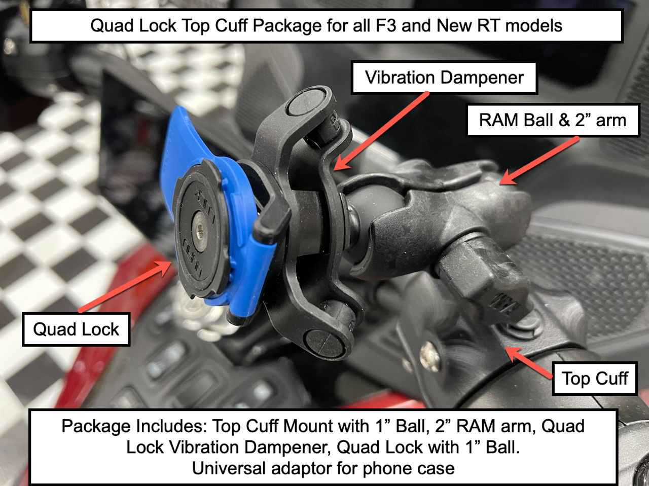 Quad Lock® Lamonster® Top Cuff™ Package for the Can Am Spyder F3 and 2020+  RT (LG-99-1037-0977) - Lamonster Garage