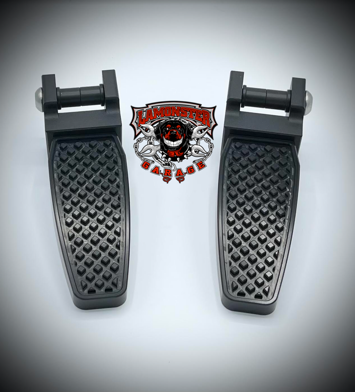 Can-Am Spyder F3 peg adapter kit with Black Dymond Large Pegs | LG-1026-1030B | Lamonster Garage