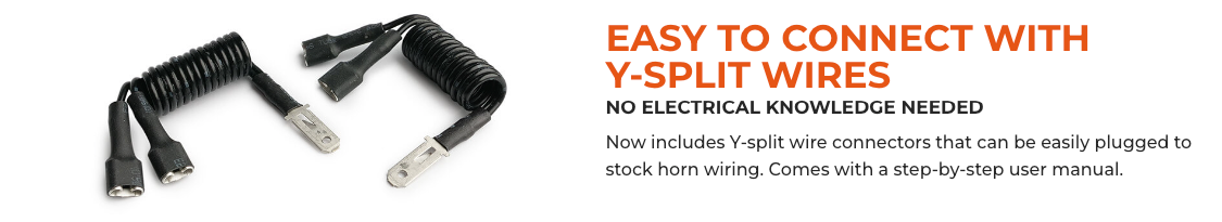 Motorcycle horn upgrade with Y-split wire connectors | MH-201B | Lamonster Garage