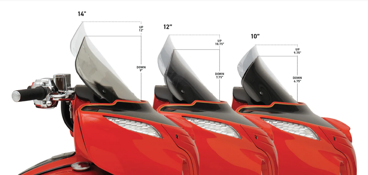 Flare Indian Windshield - Short - Light Tinted - Chieftain, Roadmaster (10") (KW-2312-0261) | Lamonster Garage