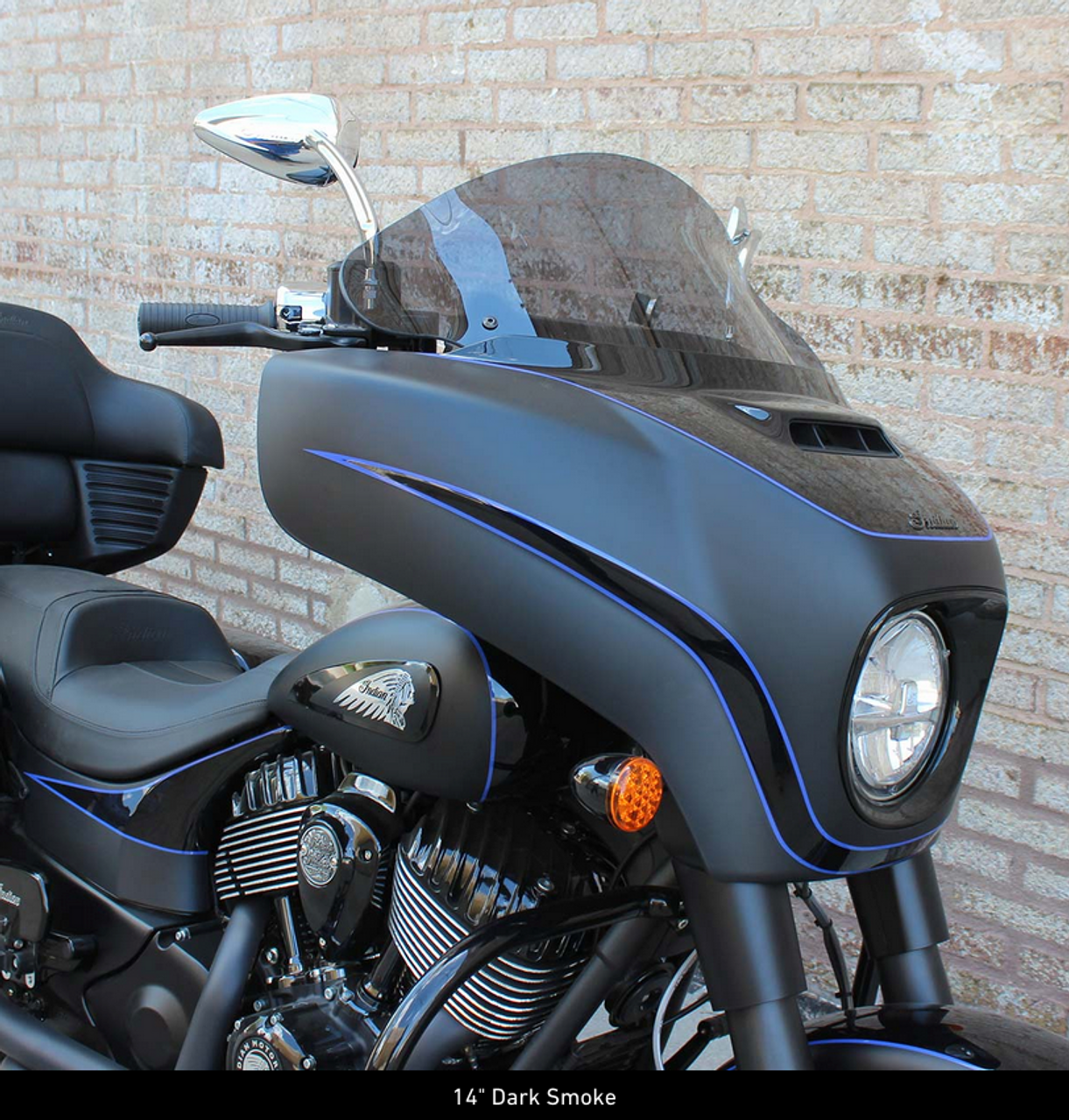 Flare™ Indian Windshield - Tall - Dark Smoke - Chieftain - Roadmaster (14") (KW-2312-0481) - Lamonster Garage®