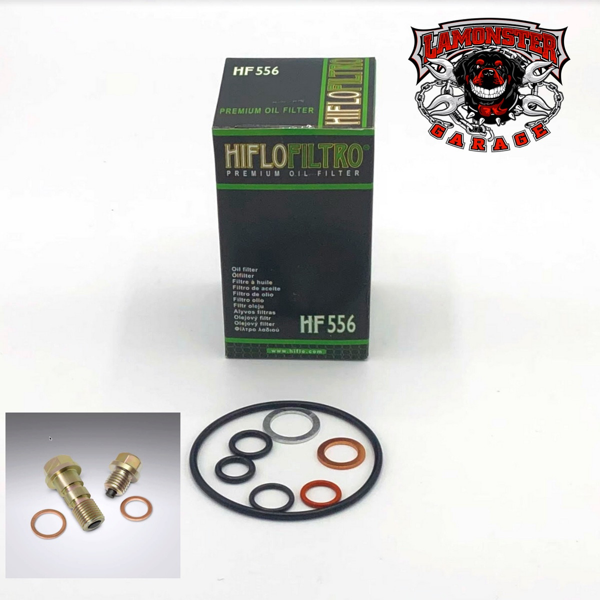 HiFlo Oil Filter Kit & Magnetic Drain Plug Combo for the Can-Am Spyder RT/F3 Models 2014+ SE6 / SM6 | HF-556-01 / LG-1330-MDP | Lamonster Garage
Included: 1 - M14-1.5  1 - M12-1.5 MAGNETIC DRAIN PLUGS, 556 Filter and o-ring kit For Can-Am SPYDER 1330 Engine, 2014 - Present.