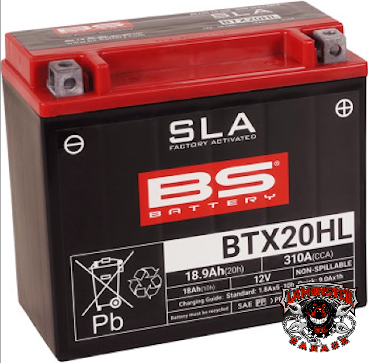 BS® Battery / Maintenance Free (BTX20HL) (YTX) (2113-0640) - Lamonster Garage