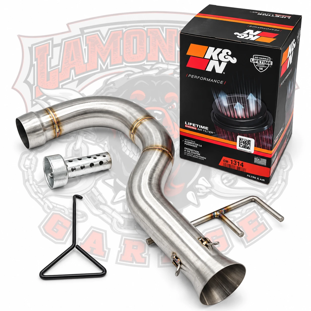 Lamonster Performance Muffler Replacement Pipe 1330 with K&N Air Filter | LG-1330-1314 | Lamonster Garage