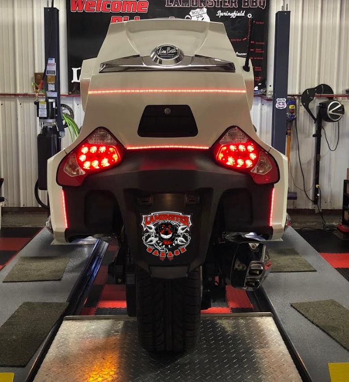 Can-Am Spyder RT BRT Rear Lighting Kit, 4 Sections, BRAKE/RUN/TURN with BRAKE STROBE Function(FITS ALL RT MODELS) Plug -N- Play. (SPY-184) - Lamonster Garage