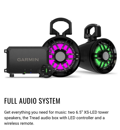 Tread™ Audio System ( 010-02646-00 ) - Lamonster Garage

FULL AUDIO SYSTEM
Get everything you need for music: two 6.5” XS-LED tower speakers, the Tread audio box with LED controller and a wireless remote.