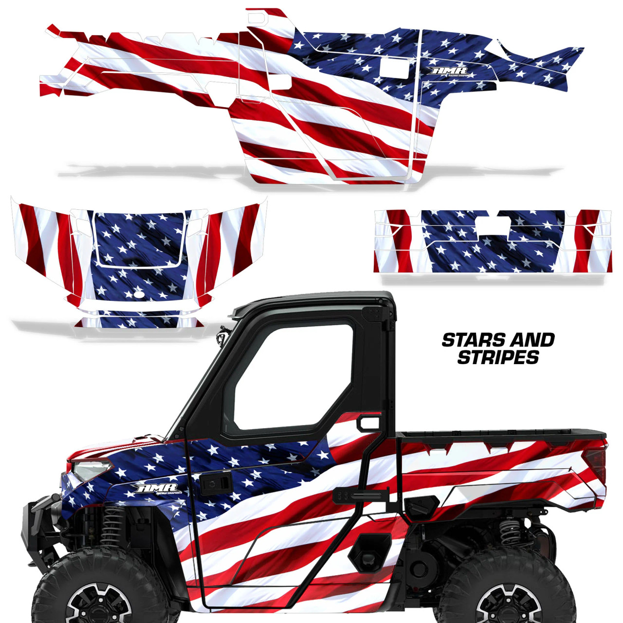 AMR Racing Graphics - 2018-2024 Polaris Ranger 1000 XP Graphic Wrap Kit  - Lamonster Garage
STARS AND STRIPS