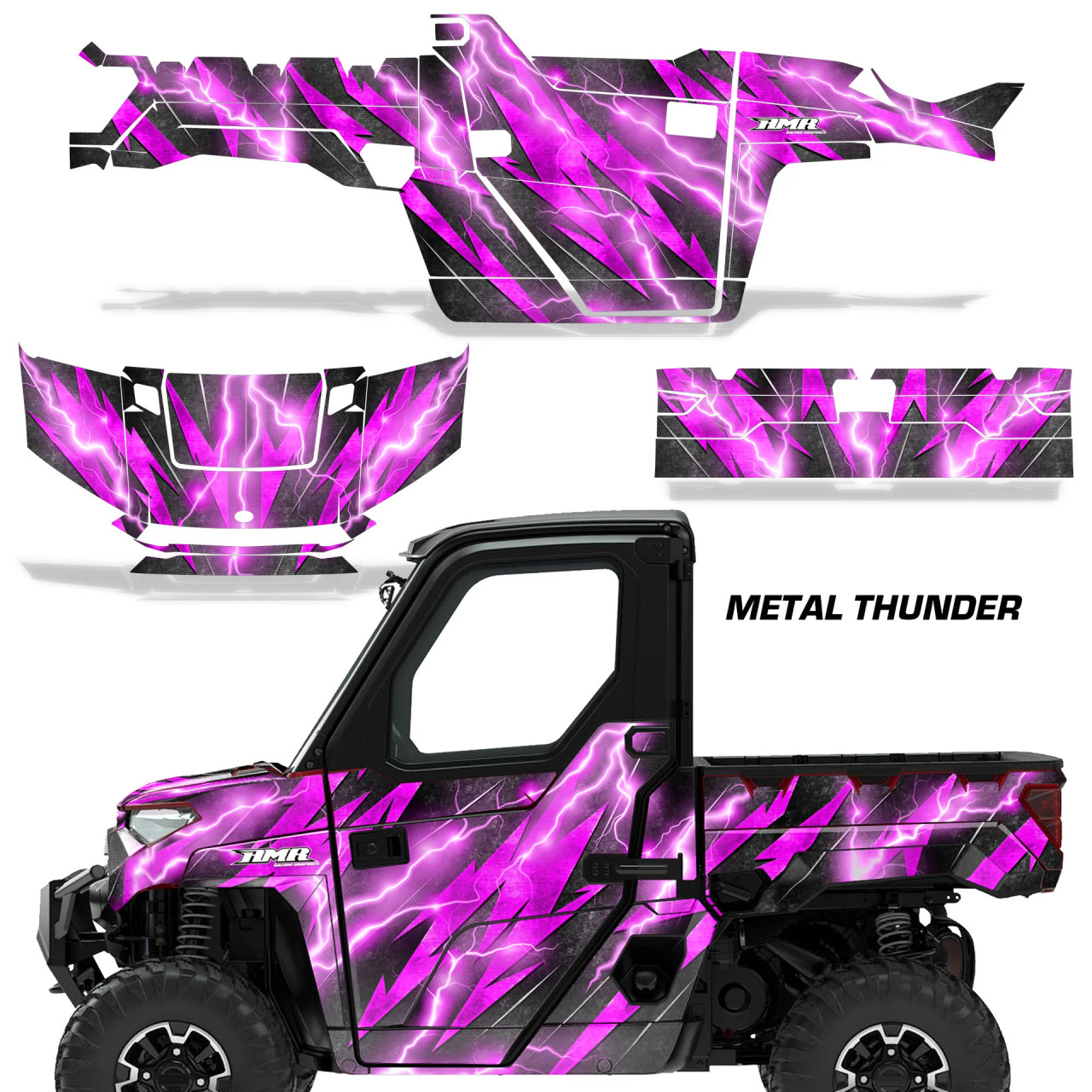 AMR Racing Graphics - 2018-2024 Polaris Ranger 1000 XP Graphic Wrap Kit  - Lamonster Garage
METAL THUNDER PINK