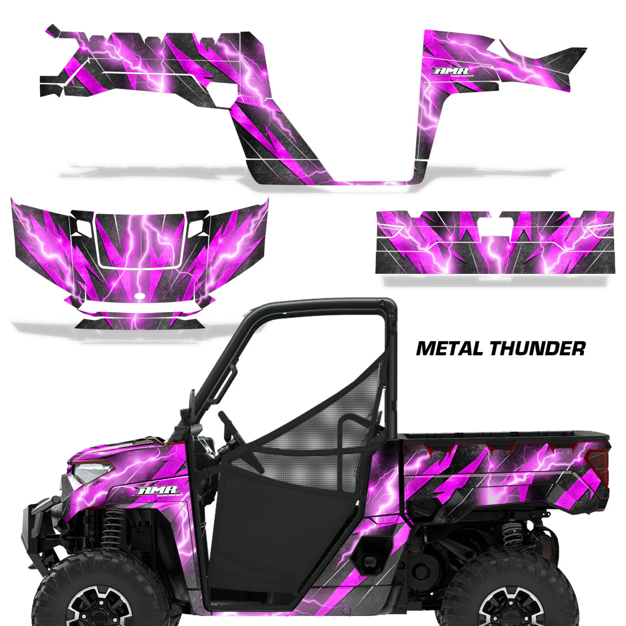 AMR Racing Graphics - 2018-2024 Polaris Ranger 1000 XP Graphic Wrap Kit  - Lamonster Garage
METAL THUNDER PINK