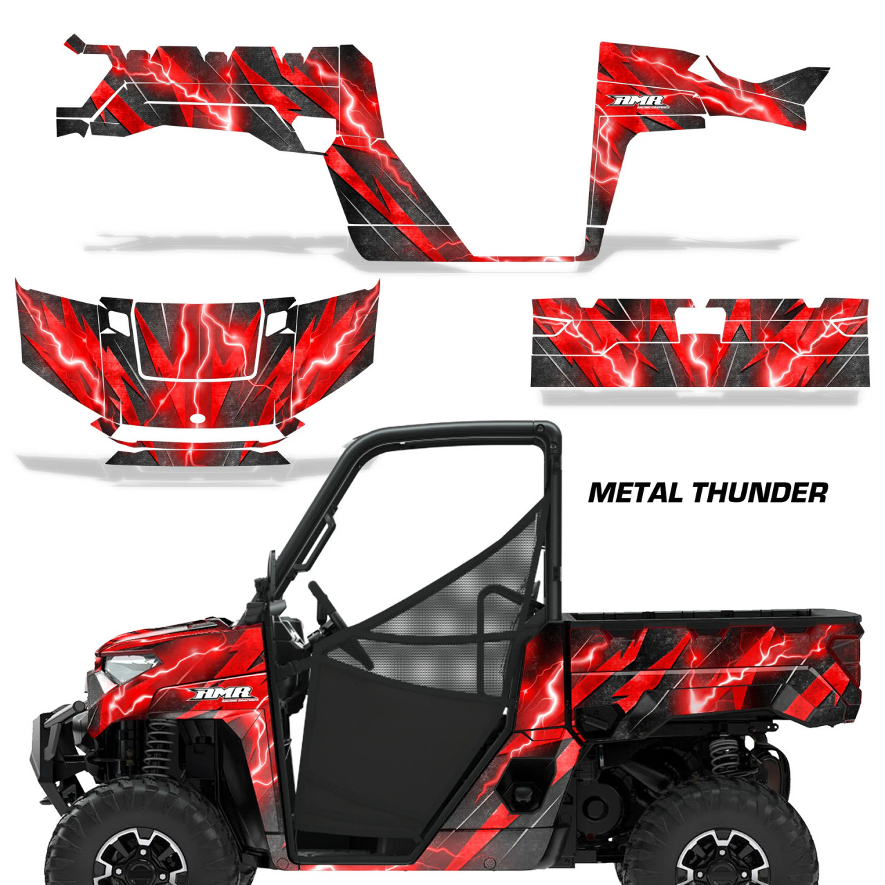AMR Racing Graphics - 2018-2024 Polaris Ranger 1000 XP Graphic Wrap Kit  - Lamonster Garage
METAL THUNDER RED
