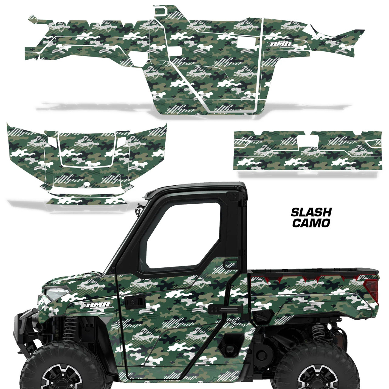 AMR Racing Graphics - 2018-2024 Polaris Ranger 1000 XP Graphic Wrap Kit  - Lamonster Garage
SLASH CAMO WHITE