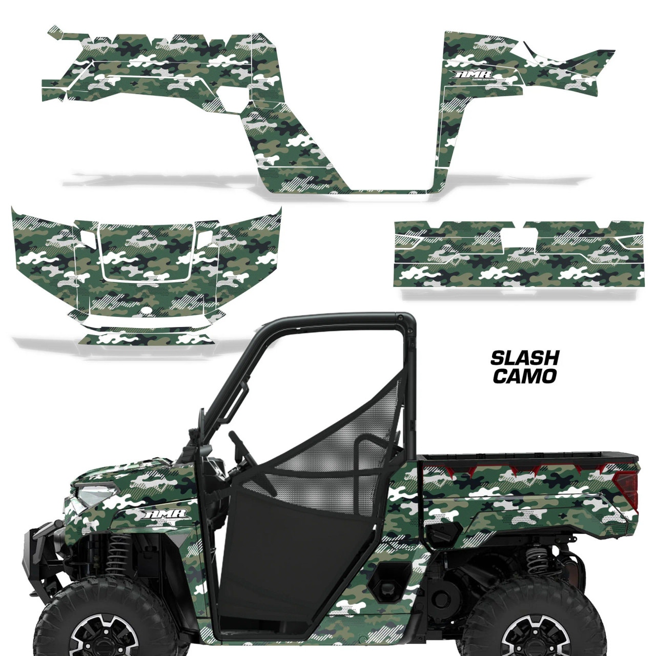 AMR Racing Graphics - 2018-2024 Polaris Ranger 1000 XP Graphic Wrap Kit  - Lamonster Garage
SLASH CAMO WHITE