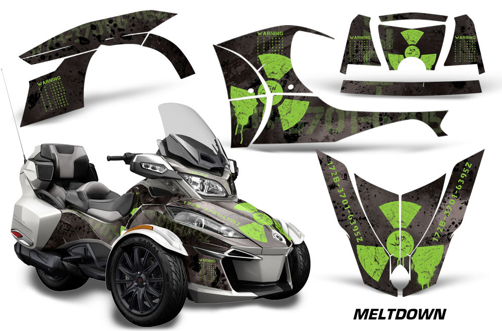 AMR Racing Graphics - 2014 - 2019 Can Am Spyder Graphic Kit Can Am BRP (RT / RTS / RT-LTD) Spyder Graphic Kit  - Lamonster Garage
MELTDOWN (BLACK / GREEN)