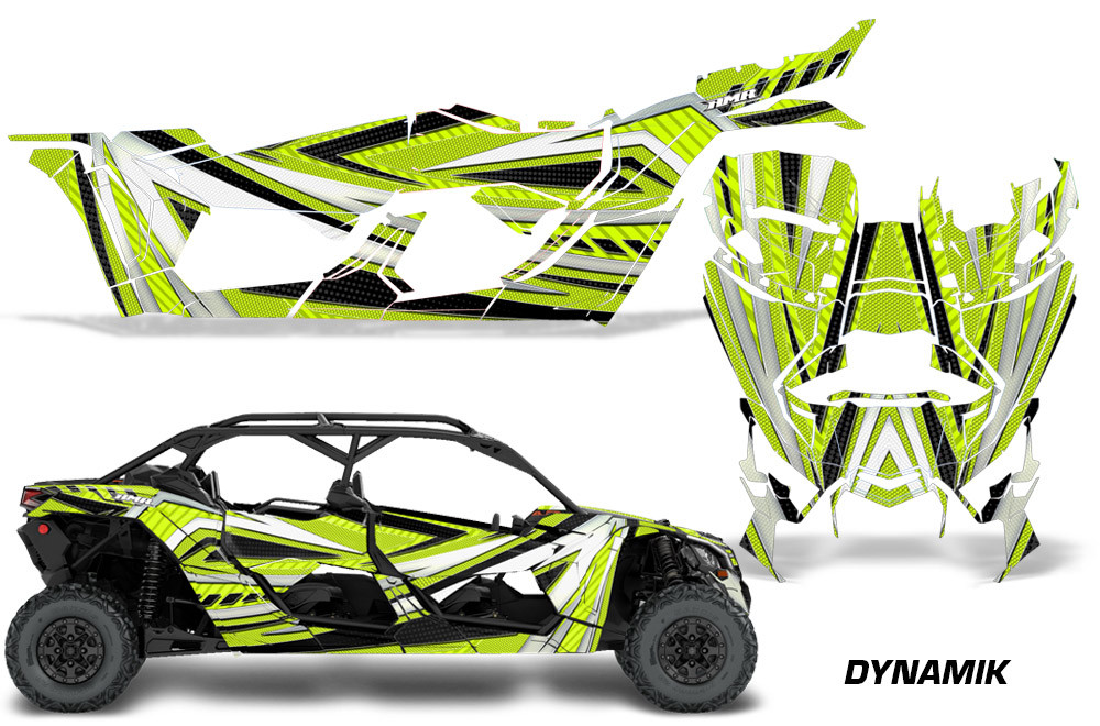 AMR Racing Graphics - 2016 - 2026 Can Am Maverick X3/X DS/ X RS 4 Door UTV Graphic Wrap FULL Kit  - Lamonster Garage
DYNAMIK (BLACK / LIME GREEN)