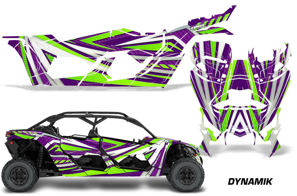 AMR Racing Graphics - 2016 - 2026 Can Am Maverick X3/X DS/ X RS 4 Door UTV Graphic Wrap FULL Kit  - Lamonster Garage
DYNAMIK (GREEN / PURPLE)