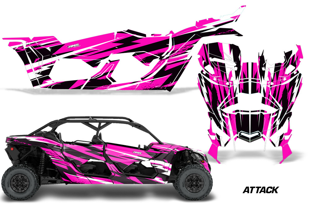 AMR Racing Graphics - 2016 - 2026 Can Am Maverick X3/X DS/ X RS 4 Door UTV Graphic Wrap FULL Kit  - Lamonster Garage
ATTACK (PINK)