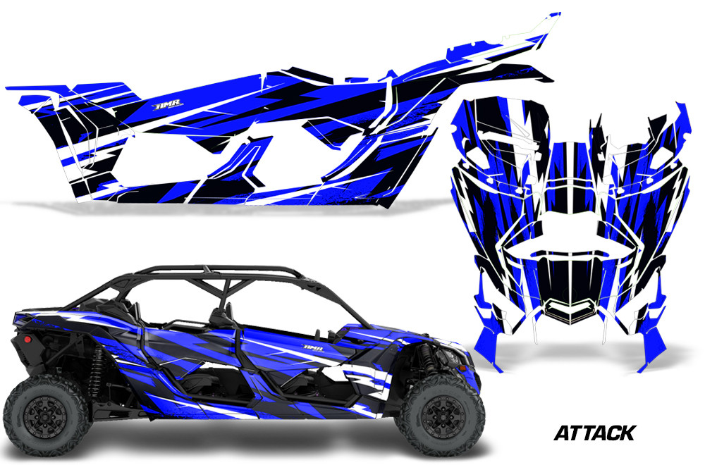 AMR Racing Graphics - 2016 - 2026 Can Am Maverick X3/X DS/ X RS 4 Door UTV Graphic Wrap FULL Kit  - Lamonster Garage
ATTACK (BLUE)
