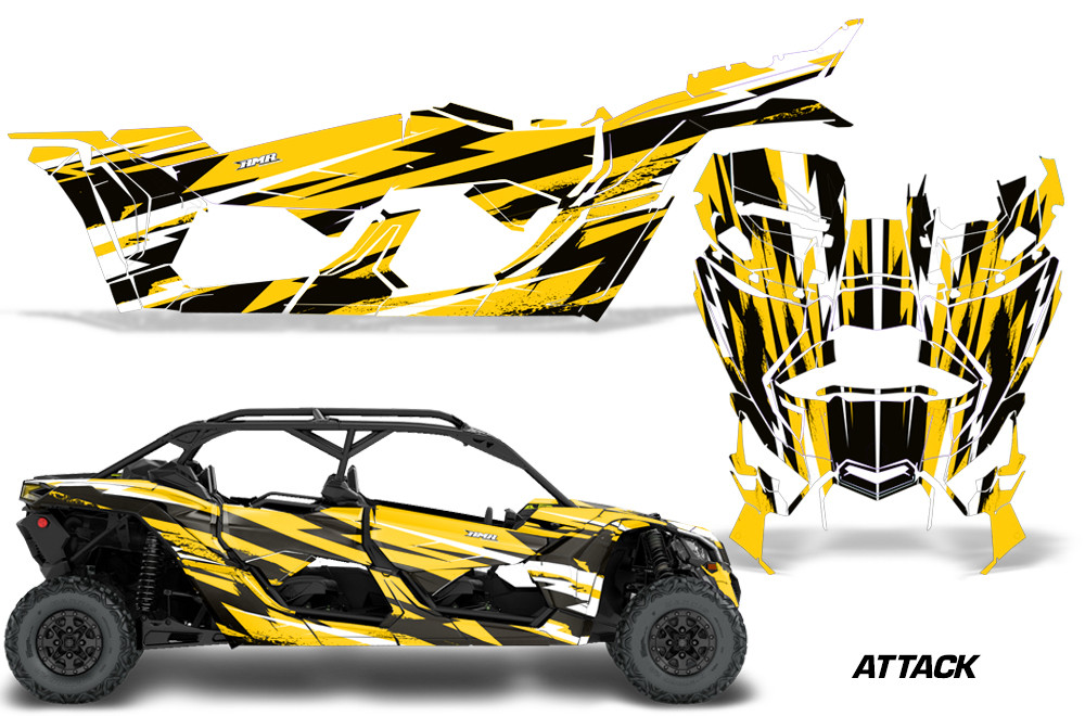 AMR Racing Graphics - 2016 - 2026 Can Am Maverick X3/X DS/ X RS 4 Door UTV Graphic Wrap FULL Kit  - Lamonster Garage
ATTACK (YELLOW)