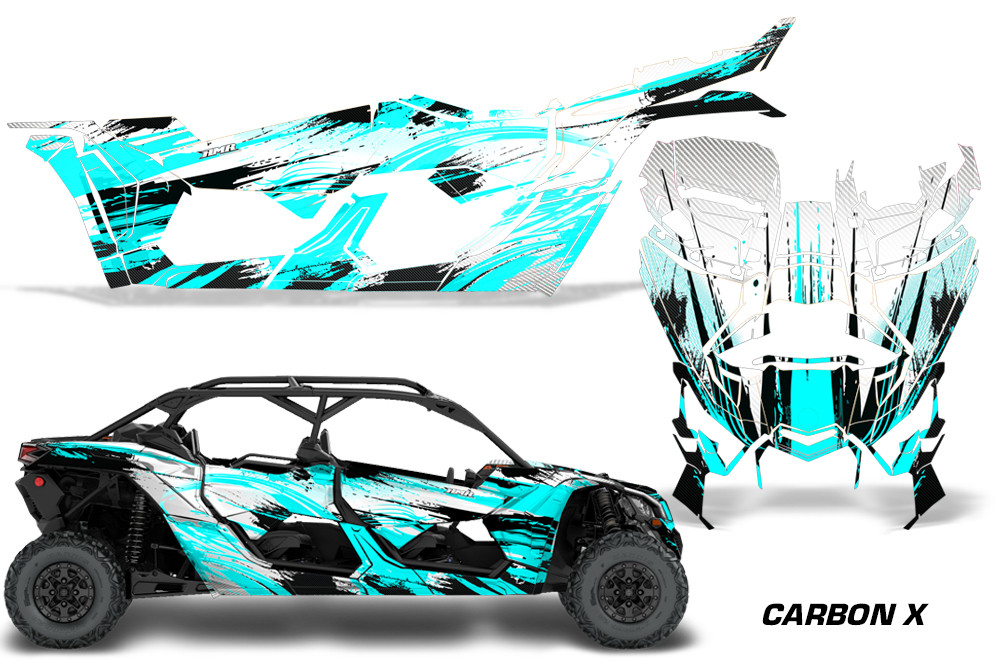 AMR Racing Graphics - 2016 - 2026 Can Am Maverick X3/X DS/ X RS 4 Door UTV Graphic Wrap FULL Kit  - Lamonster Garage
CARBON X (AQUA)