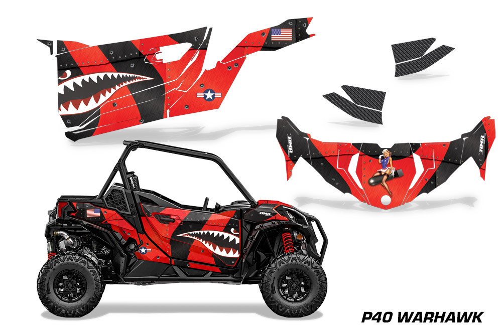 AMR Racing Graphics - 2019 - 2025 Can-Am BRP Maverick Sport 2 Door UTV Graphic Kit  - Lamonster Garage
P40 WARHAWK (RED / BLACK)
