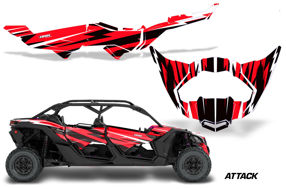 AMR Racing Grphics - 2016 - 2026 Can Am Maverick X3/X DS/ X RS 4 Door UTV Graphic Wrap TRIM Kit - Lamonster Garage
ATTACK (RED)