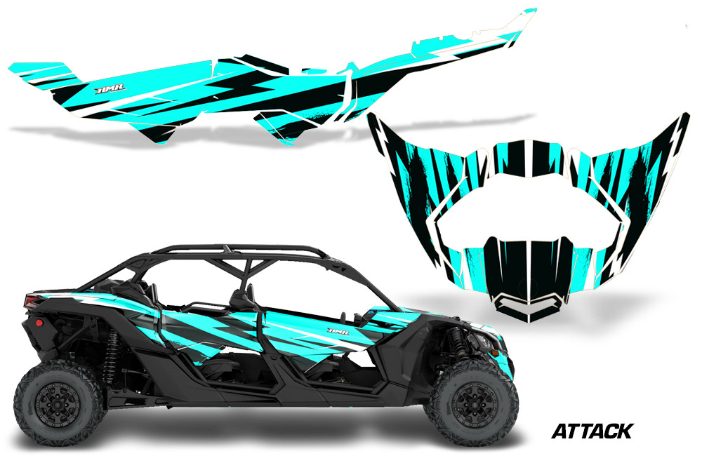 AMR Racing Grphics - 2016 - 2026 Can Am Maverick X3/X DS/ X RS 4 Door UTV Graphic Wrap TRIM Kit - Lamonster Garage
ATTACK (TEAL)