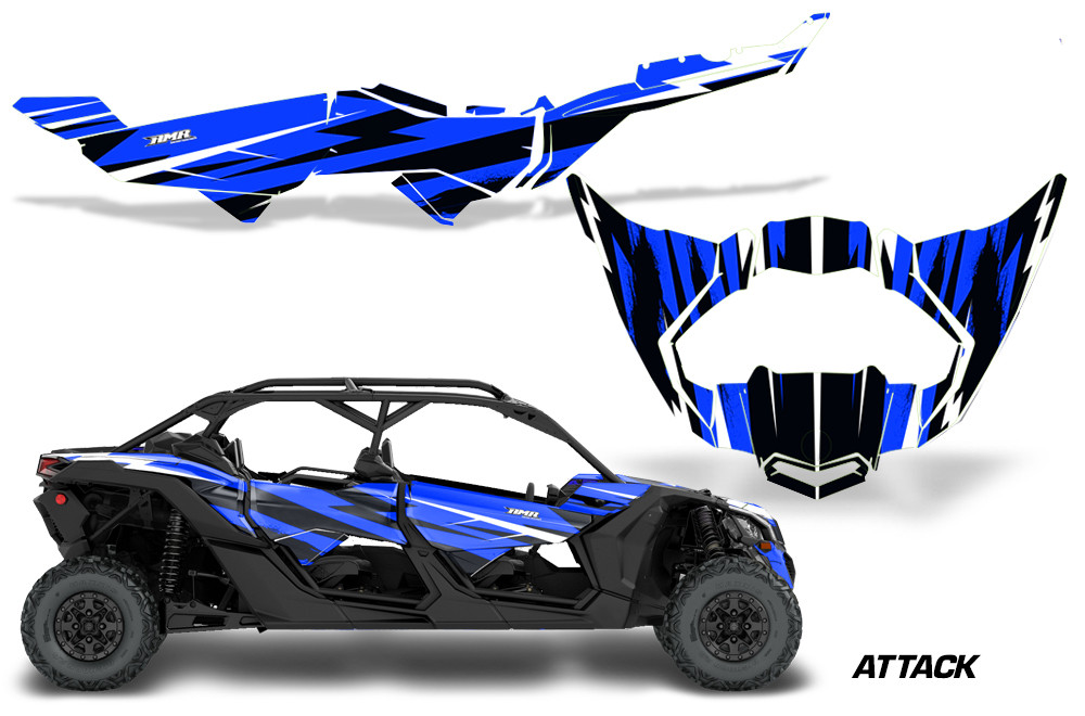 AMR Racing Grphics - 2016 - 2026 Can Am Maverick X3/X DS/ X RS 4 Door UTV Graphic Wrap TRIM Kit - Lamonster Garage
ATTACK (BLUE)