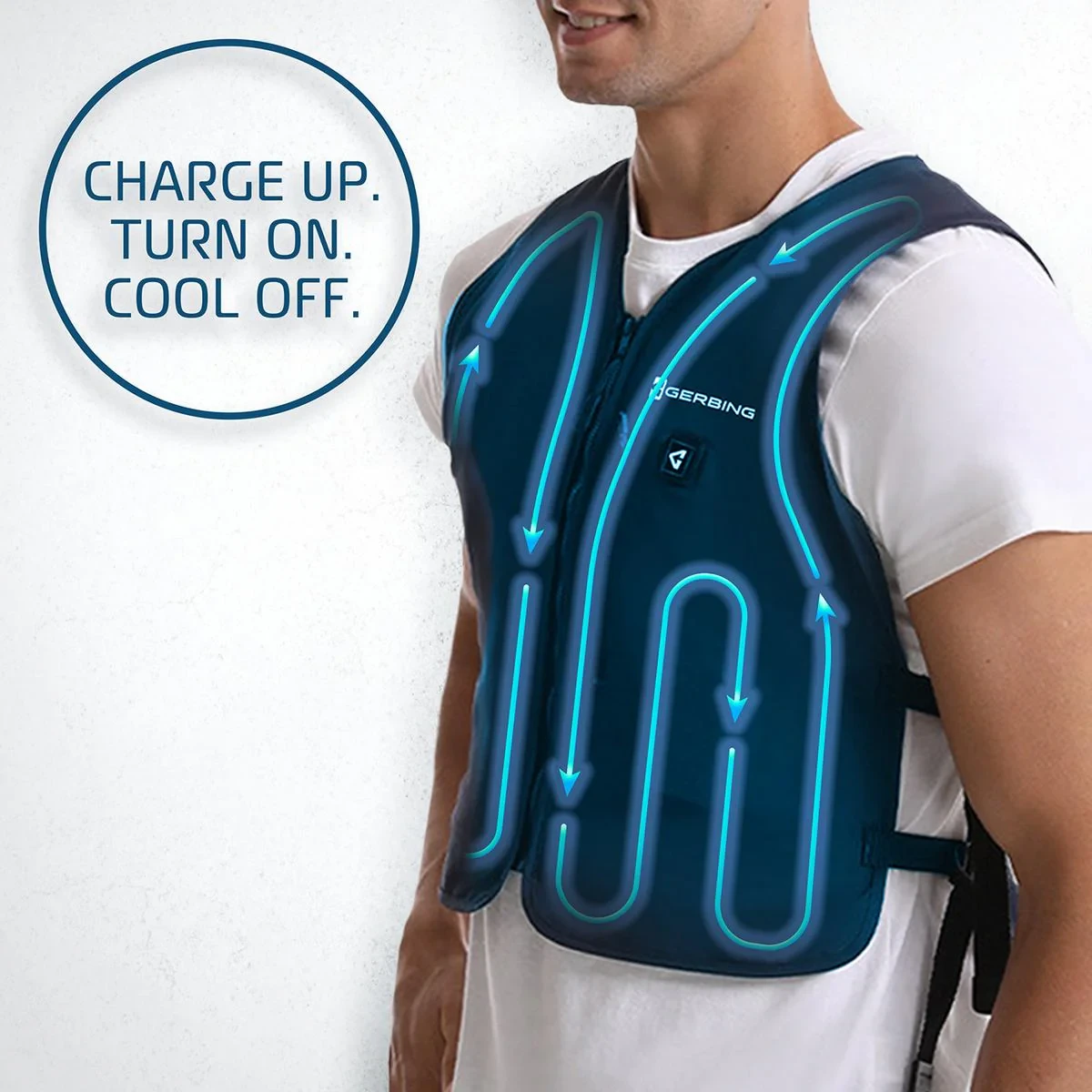 5V circulatory cooling vest with water tubing and ice packs | GER-CV-5V-N-OS | Lamonster Garage