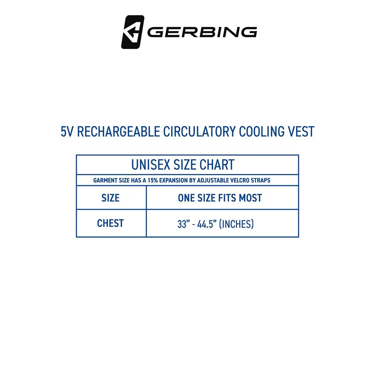 5V circulatory cooling vest with water tubing and ice packs | GER-CV-5V-N-OS | Lamonster Garage
Size Chart